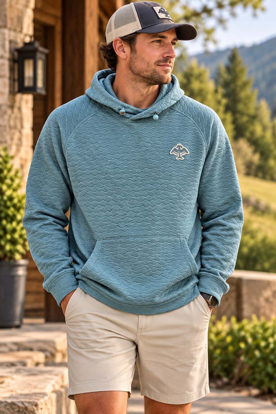 NWT Howler Brothers Palo Duro Fleece Hoodie Size L Iron Blue $99 - Picture 2 of 8